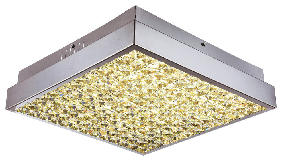 Clear Crystal Boxed Flushmount With Chrome Frame