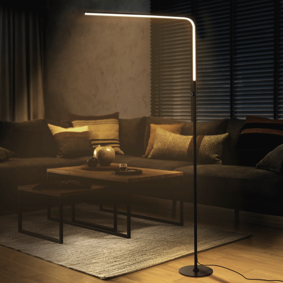 Natalie 63" LED Integrated Floor Lamp, Black