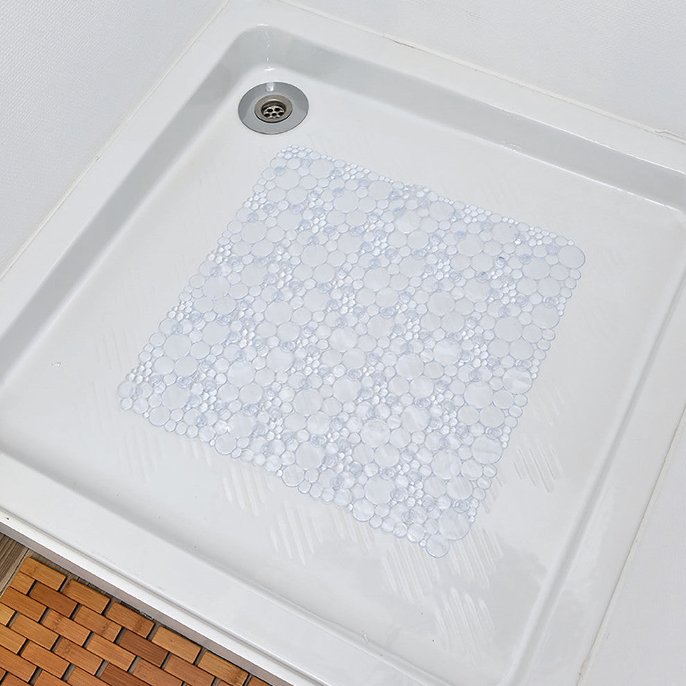 Bubbles Non-Slip Square Shower Mat 20"³L X 20"³W, Clear