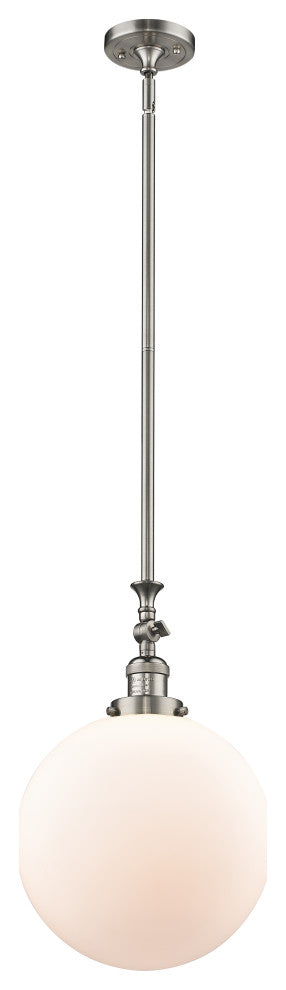 Beacon Mini Pendant, Brushed Satin Nickel, Matte White