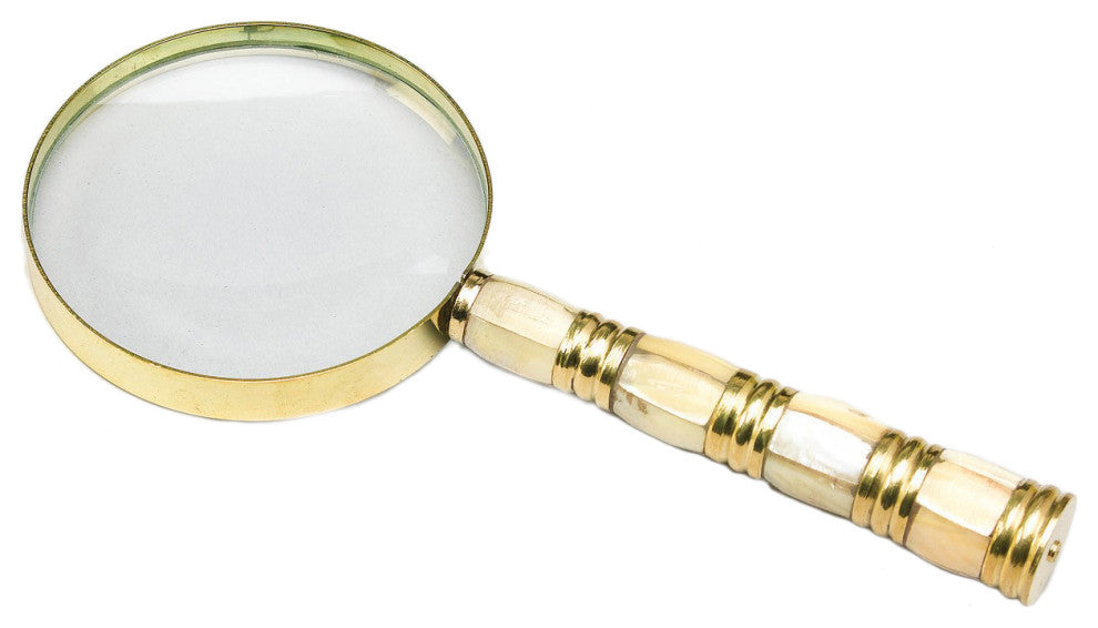 7" Brass And Mother Of Pearl Magnifying Glass