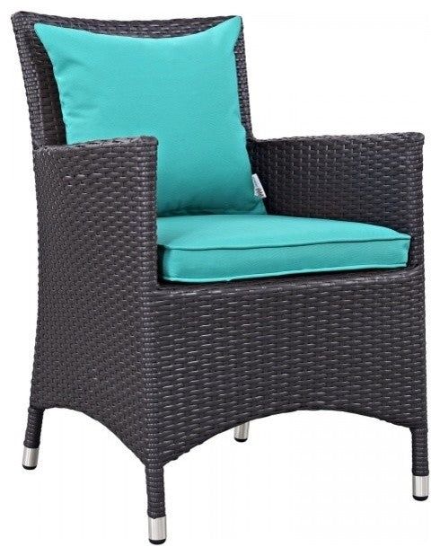 Espresso Turquoise Convene 4 Piece Outdoor Patio Dining Set