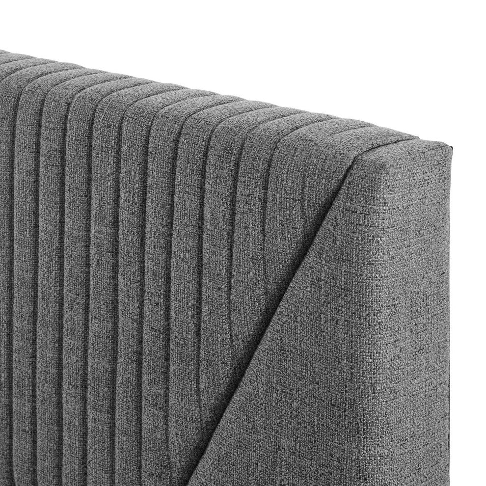 Platform Bed Frame, Queen Size, Black Gray, Wood, Modern, Mid Century