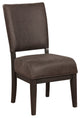 Solid Wood Side Chair with Padded Faux Leather Upholstery , Pack of Two , Brown