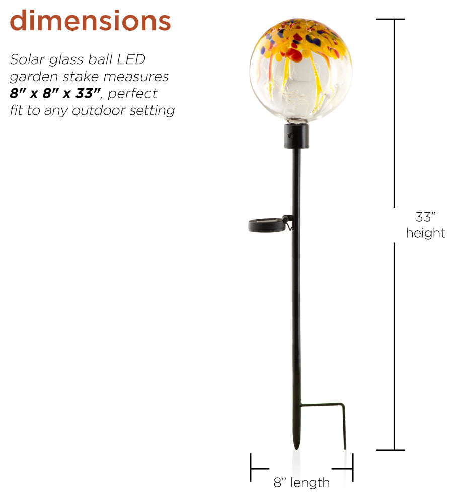 Solar Rainbow Splashes Glass Ball LED Garden Stake