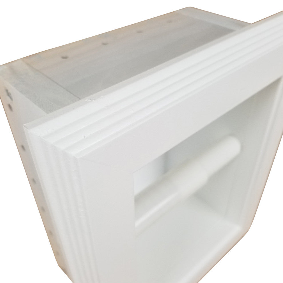Tampa Recessed Solid Wood Toilet Paper Holder 7 x 8.5, White Enamel