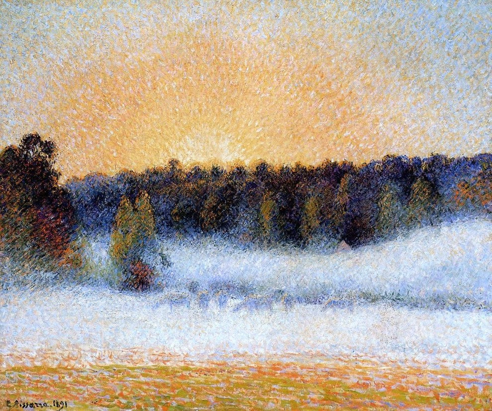 Camille Pissarro Setting Sun and Fog Eragny, 20"x25" Wall Decal