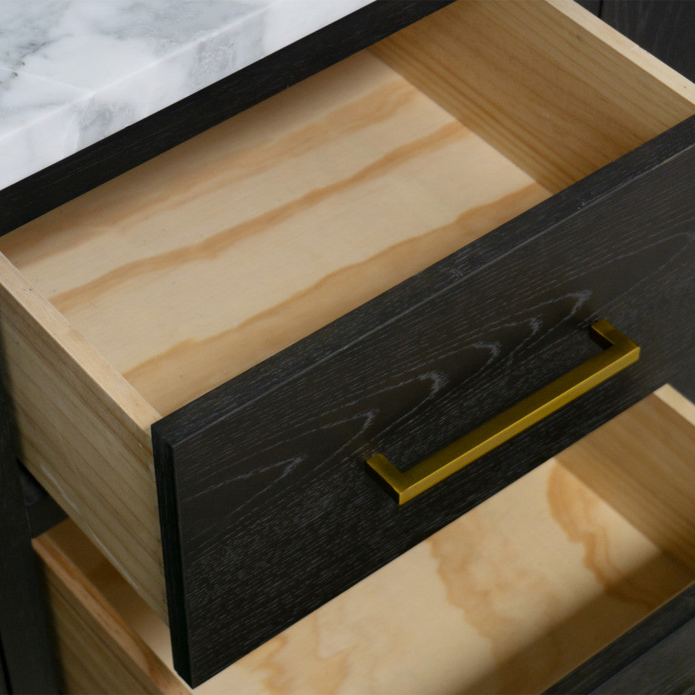 Parisian 60" Bathroom Vanity, Dark Oak, Carrara Marble, Double