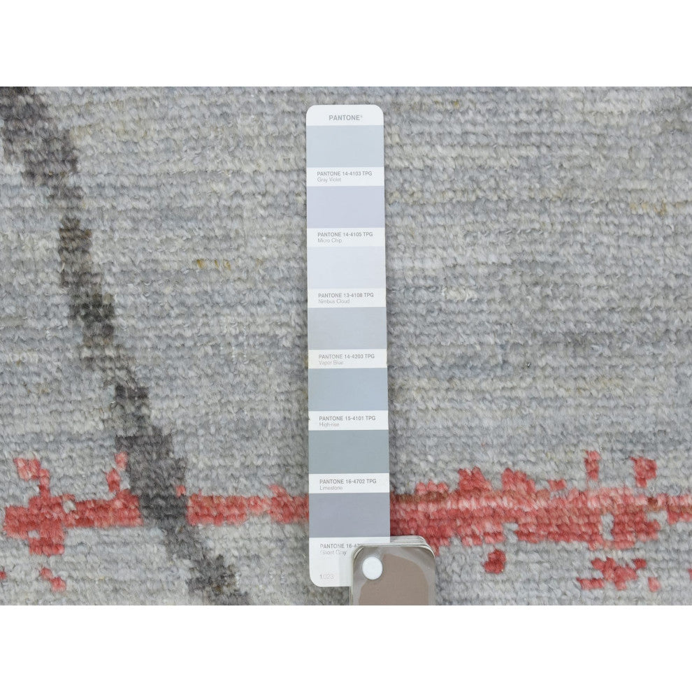 Light Gray Hand Knotted Boujaad Moroccan Berber Design Soft Wool Rug, 10'x13'9"