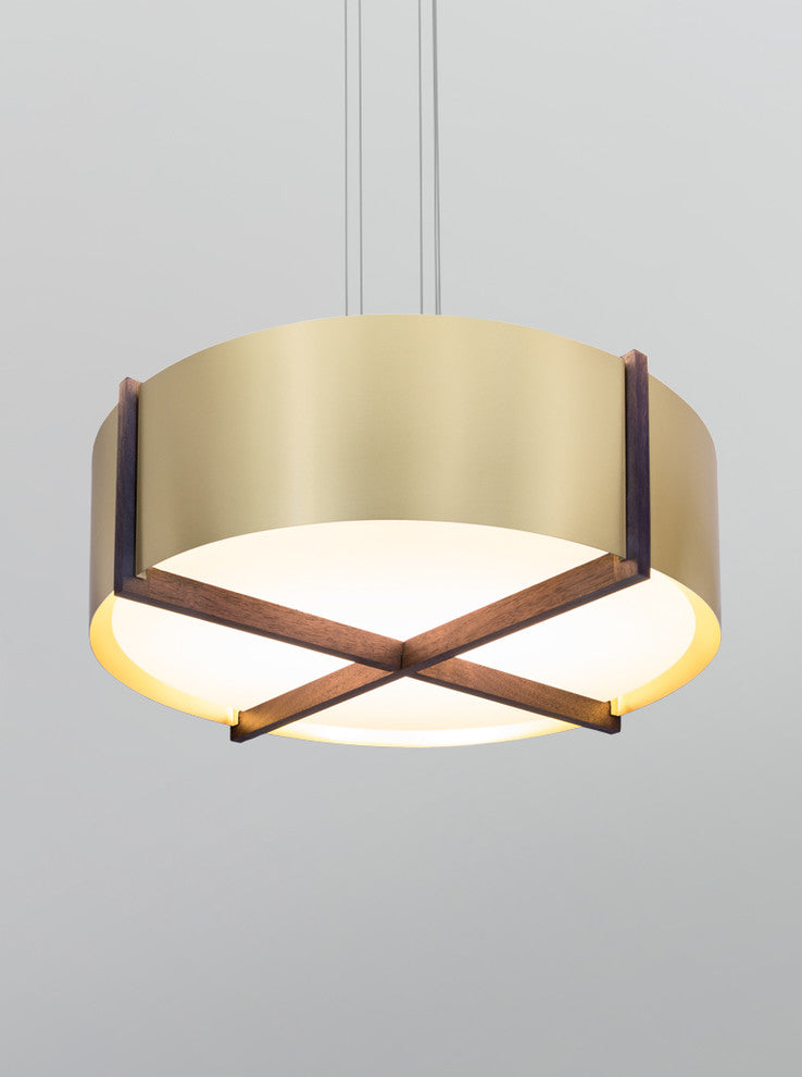 Plura 36 Pendant, Walnut, Brushed Brass, Gu-24 Socket