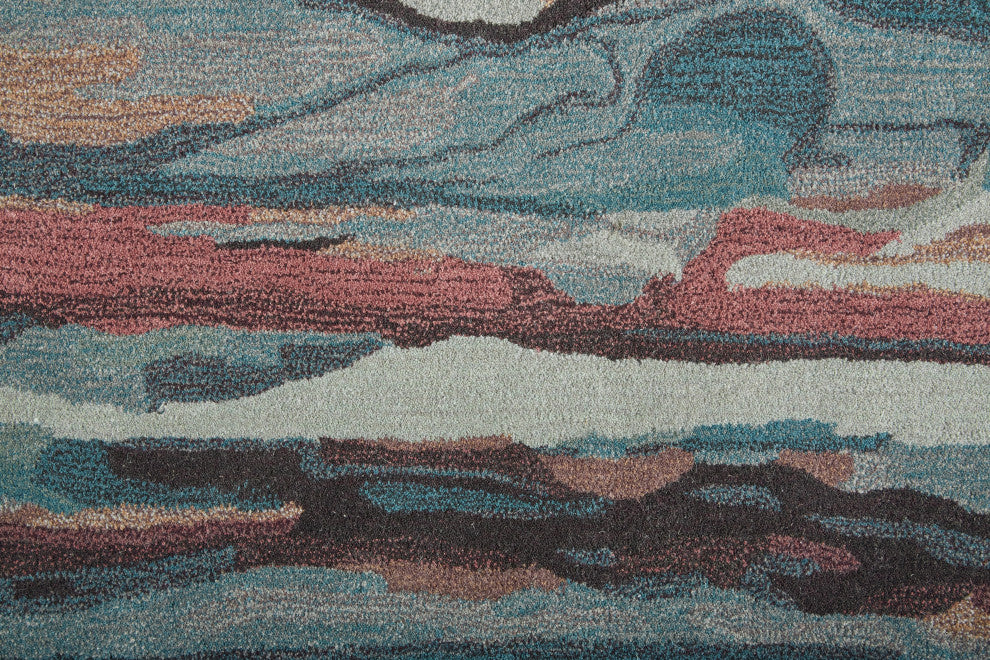 Weave & Wander Nakita Rug, Crystal Teal/Red/Tan, 3ft-6in x 5ft-6in