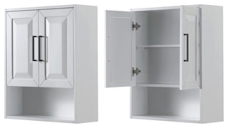 Daria Bathroom Wall-Mounted Storage Cabinet, White With Matte Black Trim