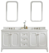 72" Wide Pure White Double Sink Quartz Carrara Bathroom Vanity