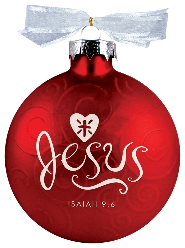 Christmas Ornament, Jesus Swirl Red