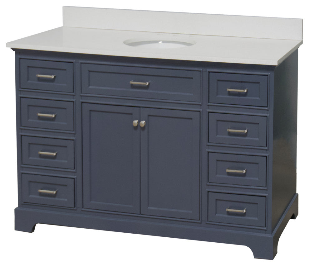 Aria 60" Bathroom Vanity, Marine Gray, Quartz, Single Vanity