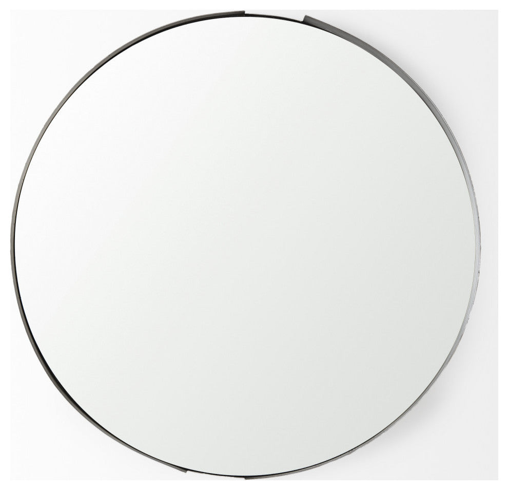 Adrianna 24.4" Black Metal Round Mirror