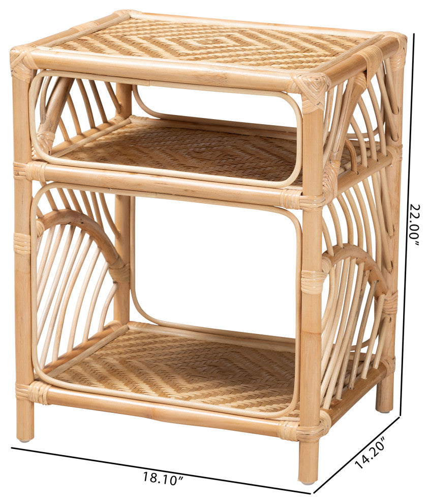 Jolie Natural Brown Rattan Nightstand