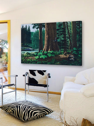 "Racoon Family" Painting Print on Wrapped Canvas