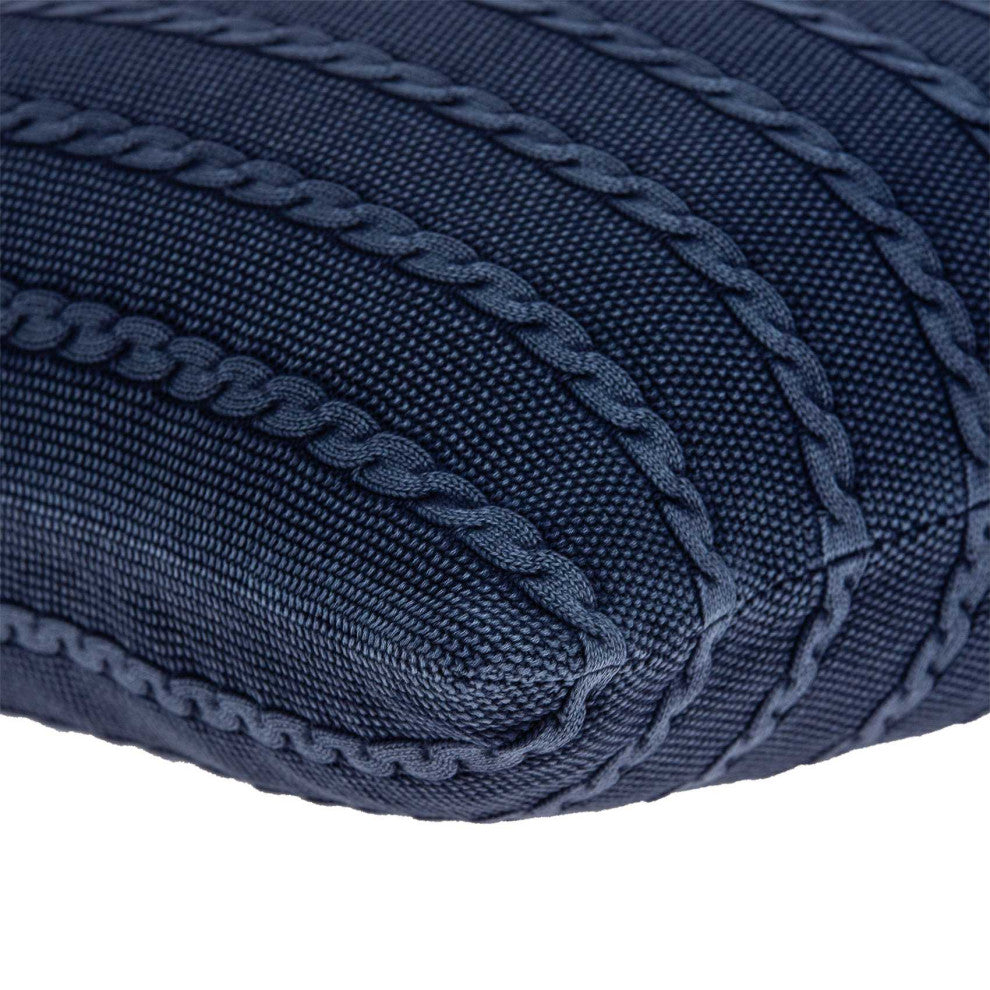 HomeRoots Casual Sweater Knit Blue Stripe Accent Pillow Cover