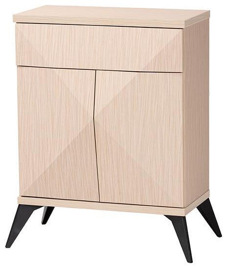 Modern Two-Tone Light Brown and Black Wood 2-Door Sideboard Buffet