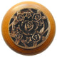 Saratoga Rose Wood Knob, Antique Brass, Maple Wood Finish, Antique Brass