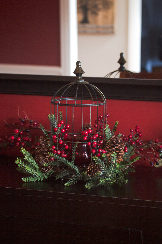 Pine Berry Birdhouse Candelabrum