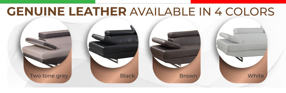 Brooklyn White Leather Air Sectional Right Arm Facing