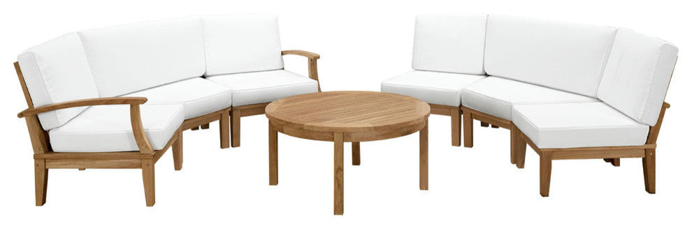 Modern Contemporary Outdoor Patio 7-Piece SetSofa Set Natural White Rattan
