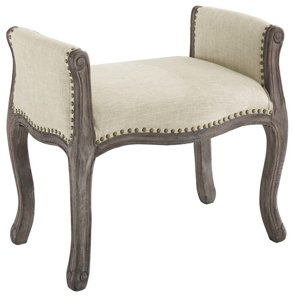 Avail Vintage French Upholstered Fabric Bench