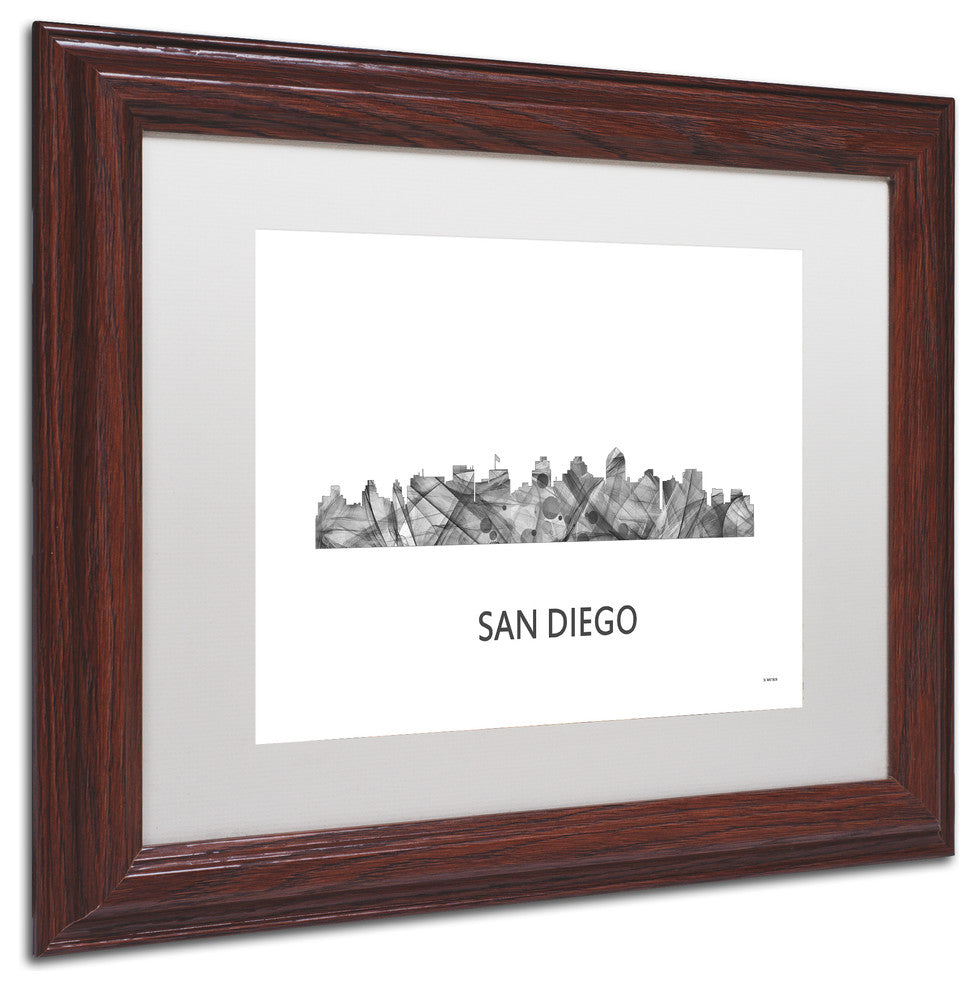 Marlene Watson ''San Diego California Skyline'' Matted Art, Wood Frame, 14x11