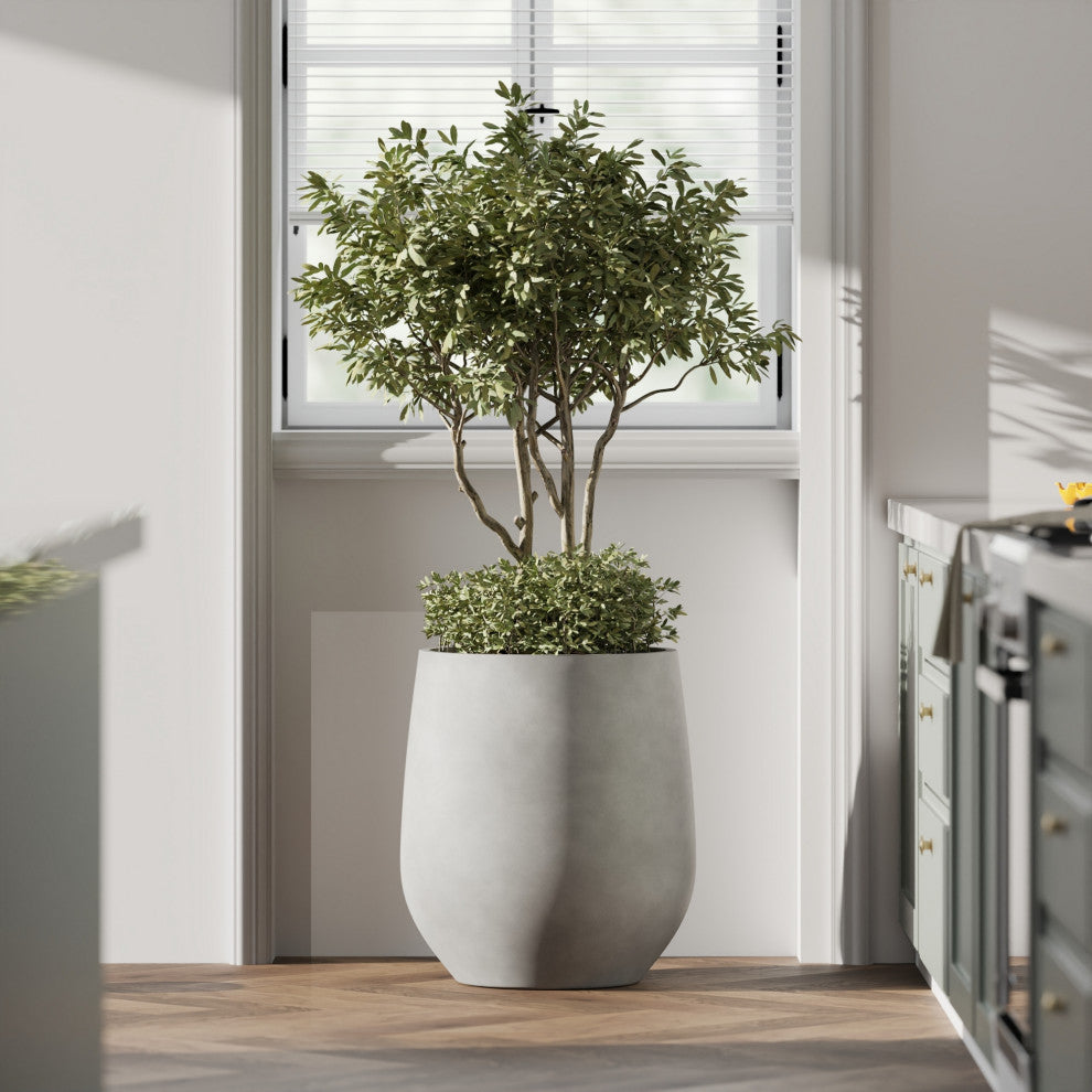DTY Signature Mount Wilson 1-piece Fiberstone Tapered Planter, Gray, Large