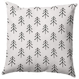 Snow Colored Patterned Trees Polyester Throw Pillow, 18"x18"