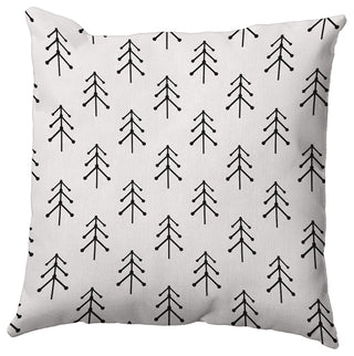 Snow Colored Patterned Trees Polyester Throw Pillow, 18"x18"