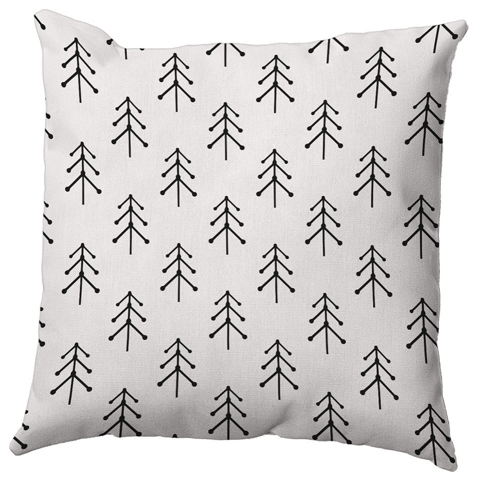 Snow Colored Patterned Trees Polyester Throw Pillow, 18"x18"