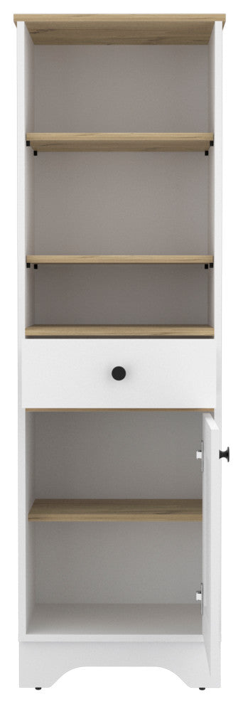 DEPOT E-SHOP Norwalk Linen Cabinet with Drawer, Light Oak/White