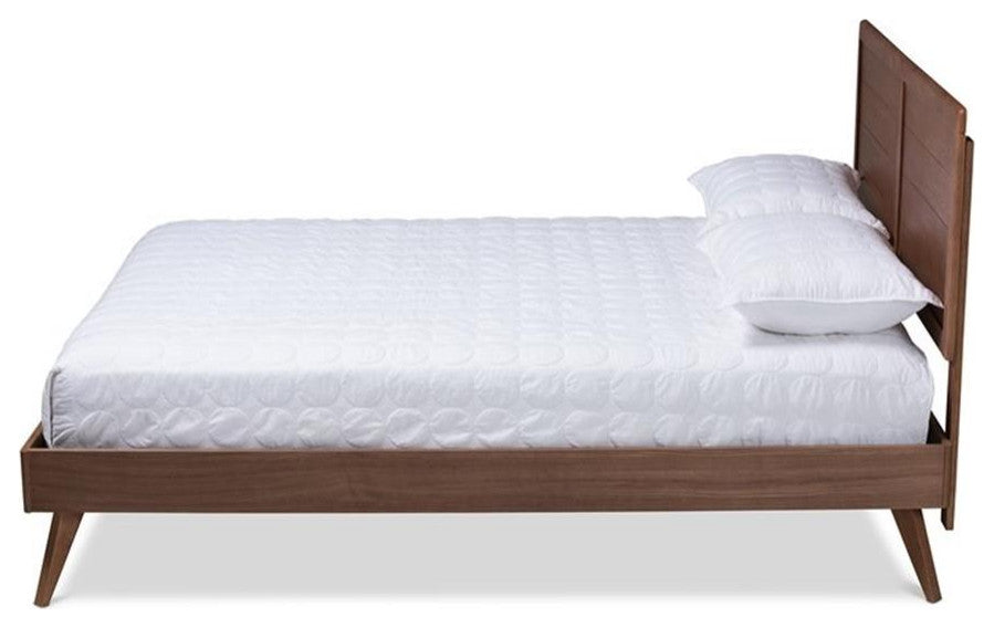 Artemis Mid-Century Modern Walnut Browned Wood Full Size Platform Bed