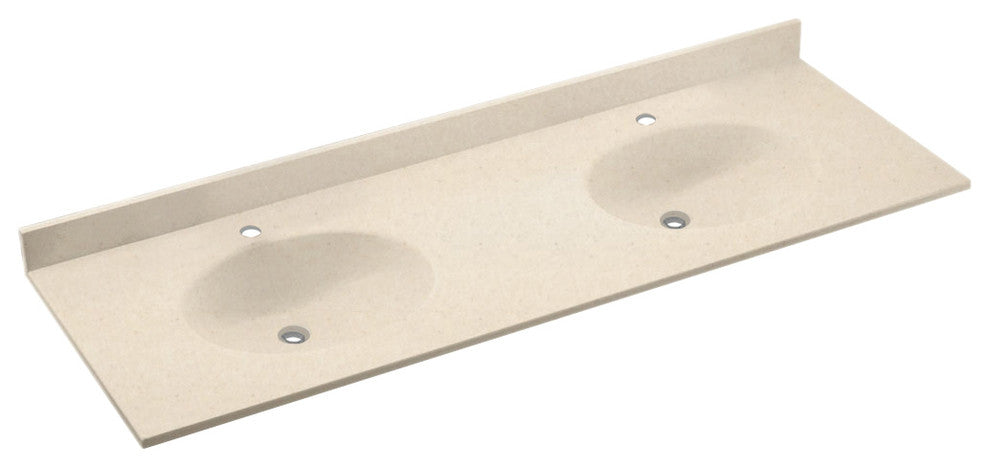 Swan Chesapeake Solid Surface Double Sink Bathroom Vanity Top, Tahiti Sand