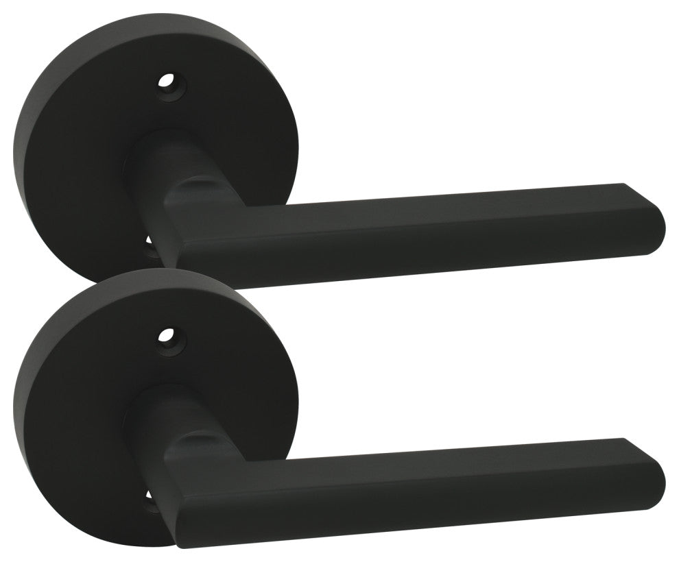 Nuk3y Thor Series Lever Door Handle Round Modern Contemporary Leverset, Matte Bl