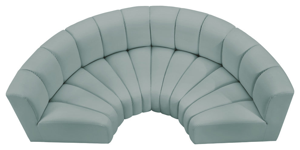 Arc Vegan Leather Upholstered 4-Pc. Inward Curved Modular Sectional, Green