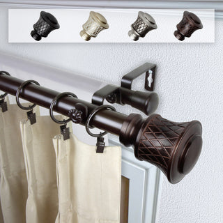 Alina 1" Double Curtain Rod, Bronze, 66-120"