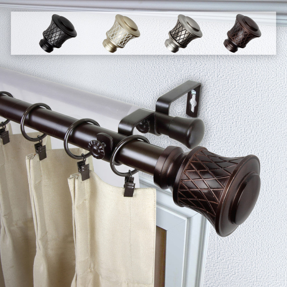 Alina 1" Double Curtain Rod, Bronze, 66-120"