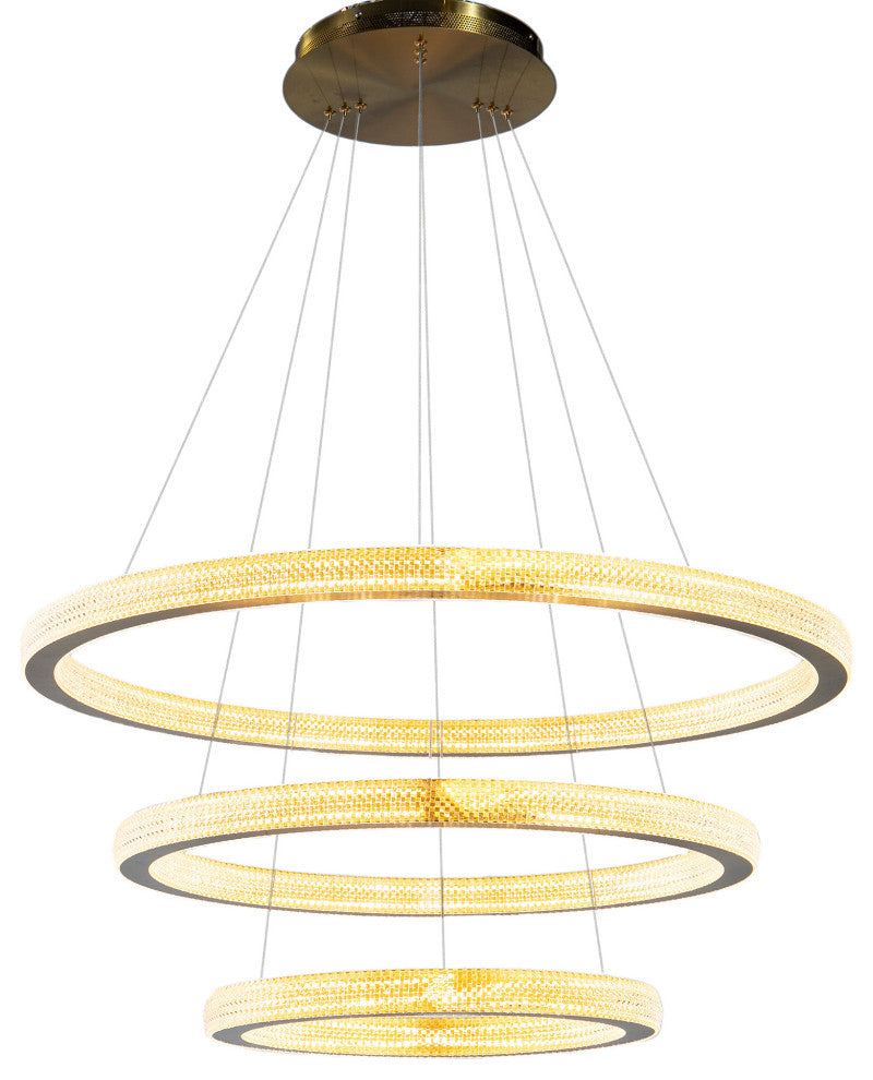 Bethel International Gl313C33G 3-Light Led Chandelier, Sand Gold