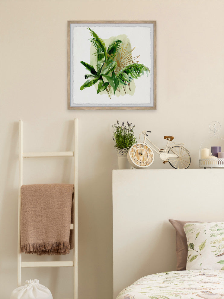 "Flawless Tropical Leaves" Framed Painting Print, 32x32