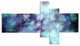 Perfect Flowery Starry Sky, Abstract Canvas Art Print, 60"x32", 5 panels