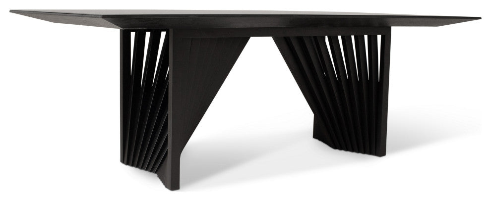 Modern Brazilian, Laguna, Glass Top Dining Table, Ebano/Black
