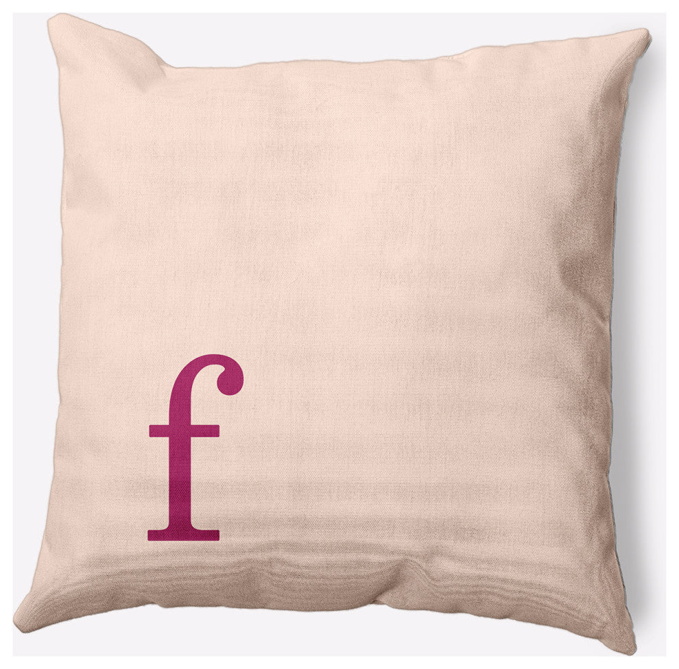18" x 18" Modern Monogram Indoor/Outdoor Polyester Throw Pillow, Dusty Rose