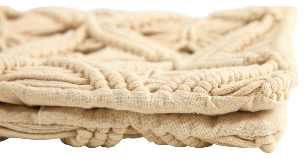 18" Boho Diamond Woven Macrame Decorative Pillow Cover