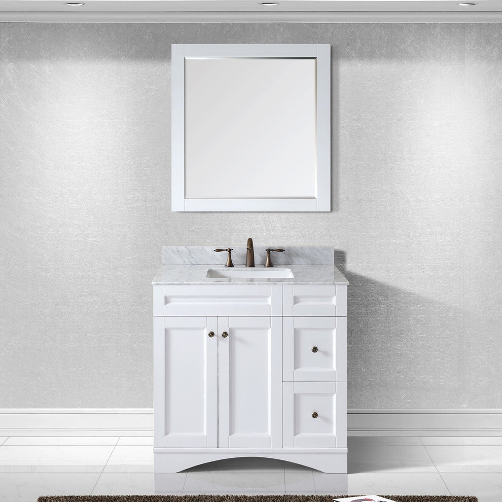 Elise 36" Single Bathroom Vanity, White, Square Sink_mirror Included