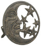 Cast Iron Crescent Moon and Stars Wall Mounted Garden Hose Holder Bronze Finish