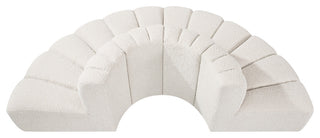 Arc Upholstered Outward Curved Modular Sectional, Cream, 4-Piece: Reverse Corner (4), Boucle Fabric